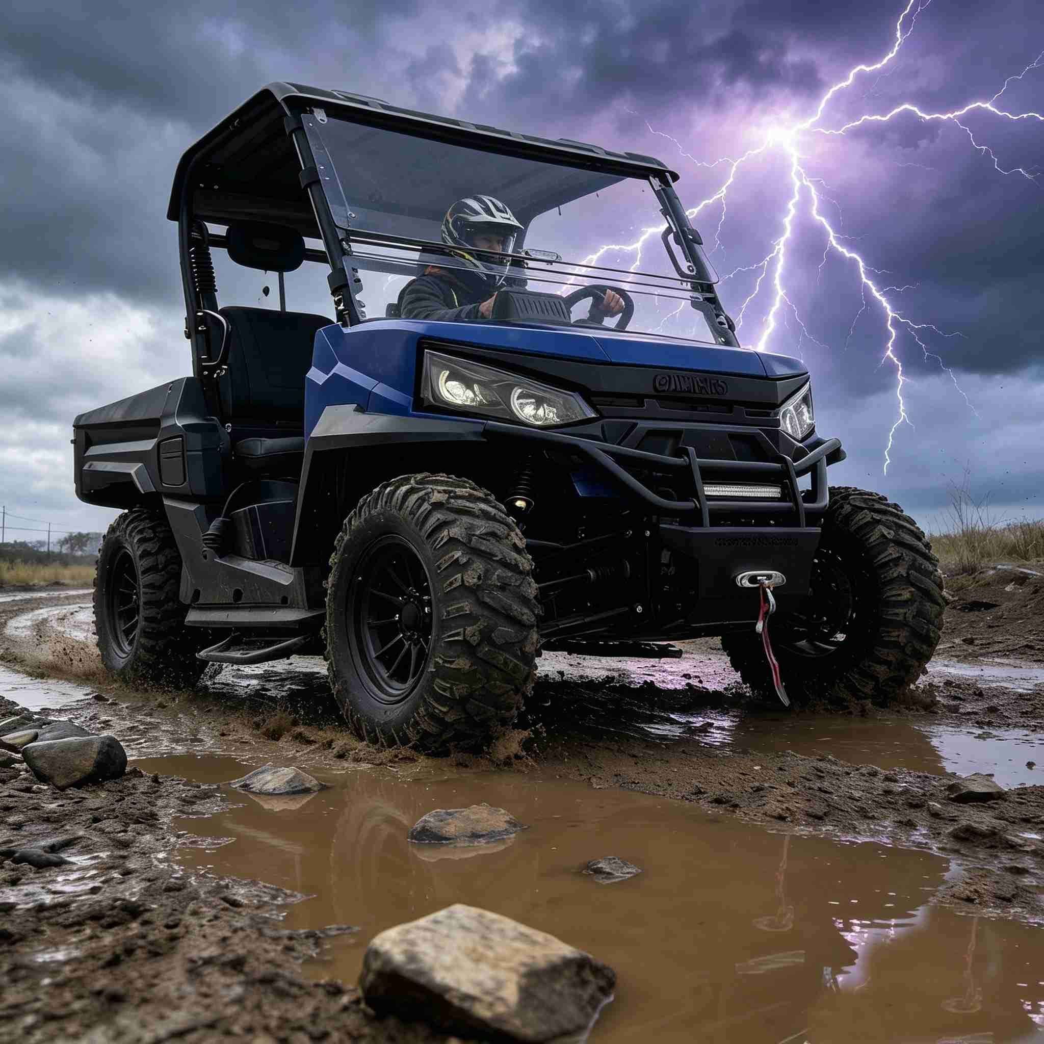 มอเตอร์ไฟฟ้ากระแสสลับ 10KW ไฟฟ้า UTV 4WD 150Ah แบตเตอรี่ 350 กก. เตียงบรรทุกสินค้า