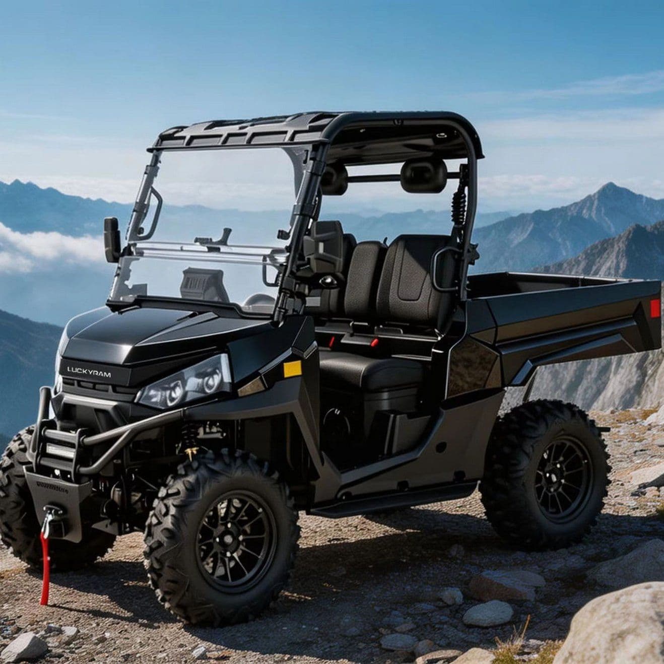 UTV ไฟฟ้า 4WD สำหรับฟาร์มฟาร์ม 14 นิ้วยางนอกถนน 350 กก. Dump Bed